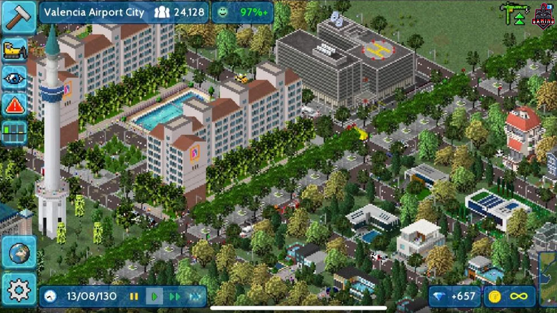 Plugin TheoTown Indonesia Menampilkan Kota Dengan Bangunan Khas Indonesia, Kendaraan Lokal, dan Suasana Urban Realistis Dalam Game Simulasi TheoTown